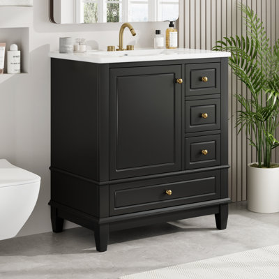 Bathroom Vanity with Three Drawers by Red Barrel Studio