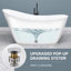 Baignoire autoportante 51 po en acrylique blanc brillant avec trop-plein à fente moderne et drain central - Baignoire profonde à haut dossier et compacte