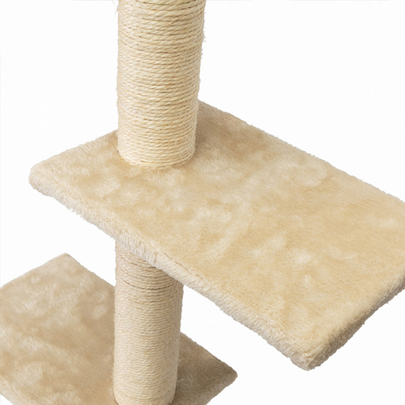 Ensemble de grimpeur mural 5 pièces, tablettes et perchoirs flottants pour chat, arbre pour chat avec poteaux à griffer, mobilier pour chat moderne, beige