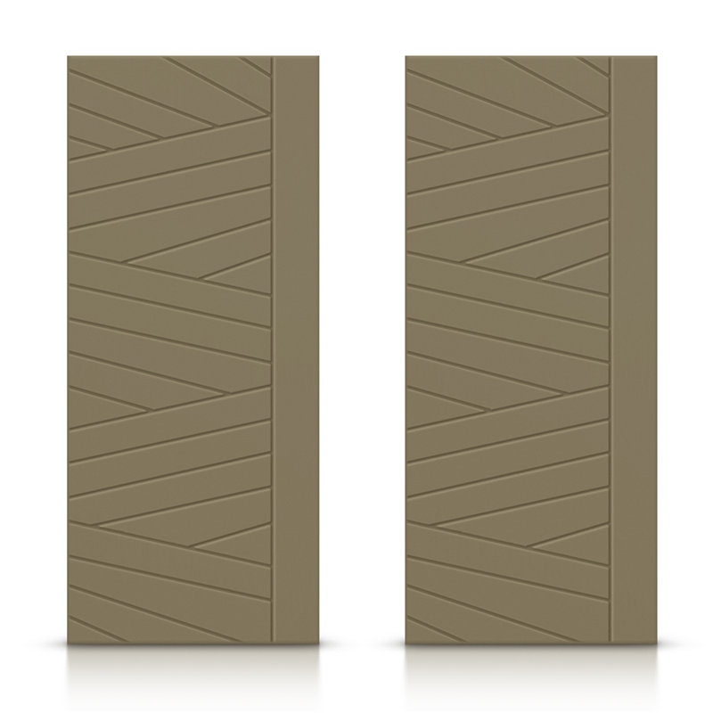 Portes de placard coulissantes à panneaux en bois manufacturé, Vert olive, 84 po x 84 po