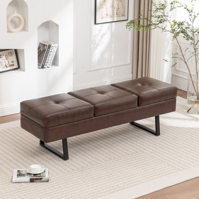 Banc de rangement rembourré en similicuir Charice