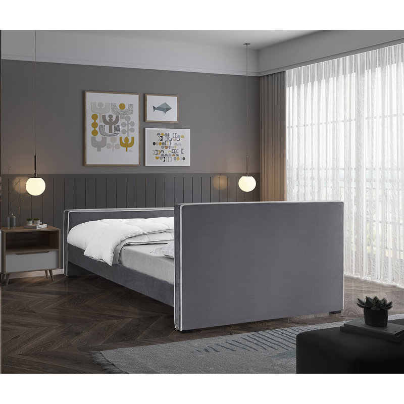 Lit en velours Haneesh, Queen, Velours gris