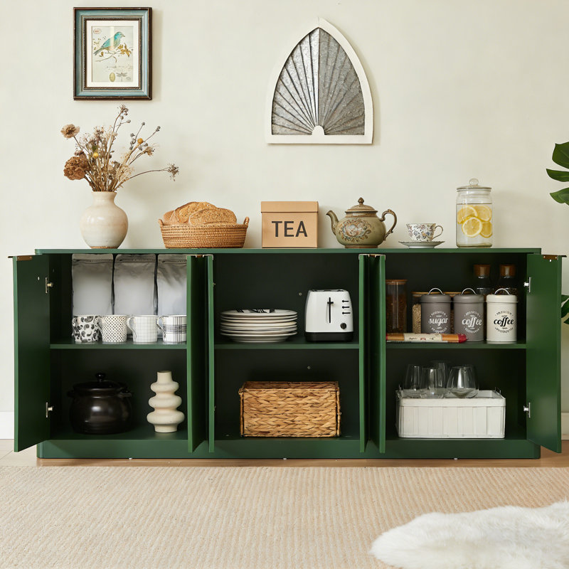 67-Inch Modern Wavy Sideboard, Curved Contour Design Storage Cabinet, 6-Door Cabinet With Storage Function, Suitable For Kitchen / Bedroom / Living Room,67.0"L X 15.7"W X 27.7"H