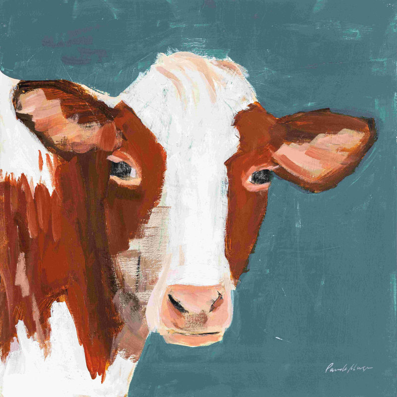 Bleu rouillé - peinture, H 12 po x l 12 po, Non, Toile tendue