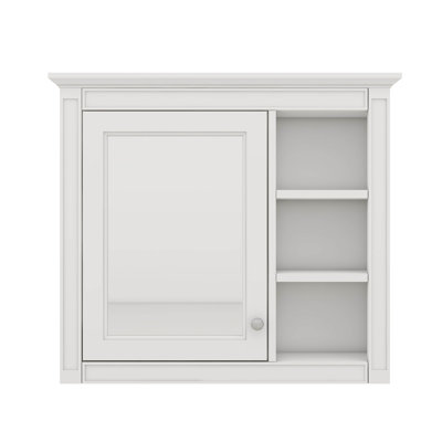 Armoire à pharmacie 30 po x 28 po avec miroir, rangement mural pour salle de bain, design moderne avec 3 tablettes ouvertes, armoire à porte réfléchissante