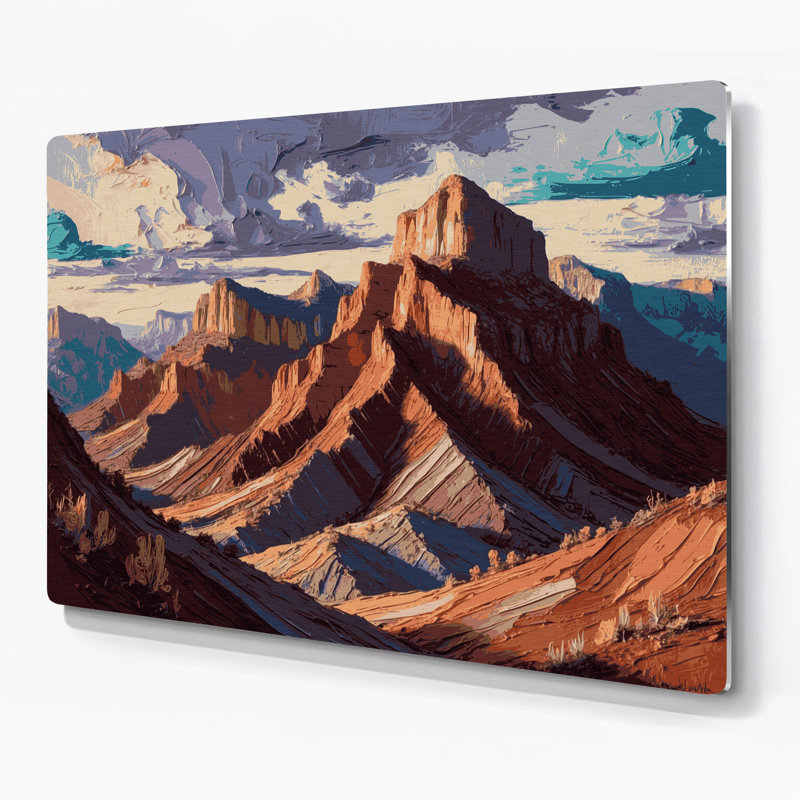 Art mural en métal brun du sud-ouest des paysages montagneux 113