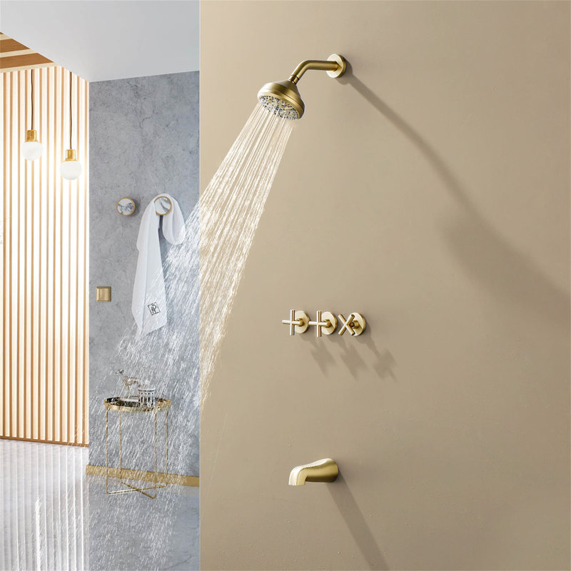 All-In-One Kit with Rough in-Valve, Brushed Gold