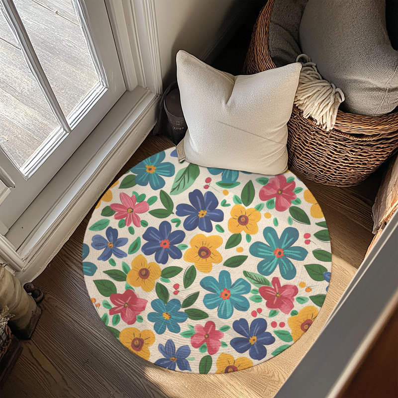 Tapis tressé Fresh Petal Blossoms, Rond 5 pi