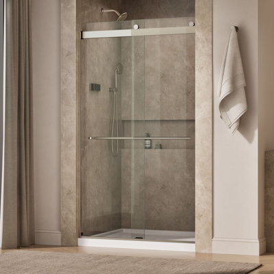 Levity Plus Less Sliding Shower Door, 81-5/8 In. H X 44-5/8 - 47-5/8 In. W, With 3/8 In.-Thick Crystal Clear Glass