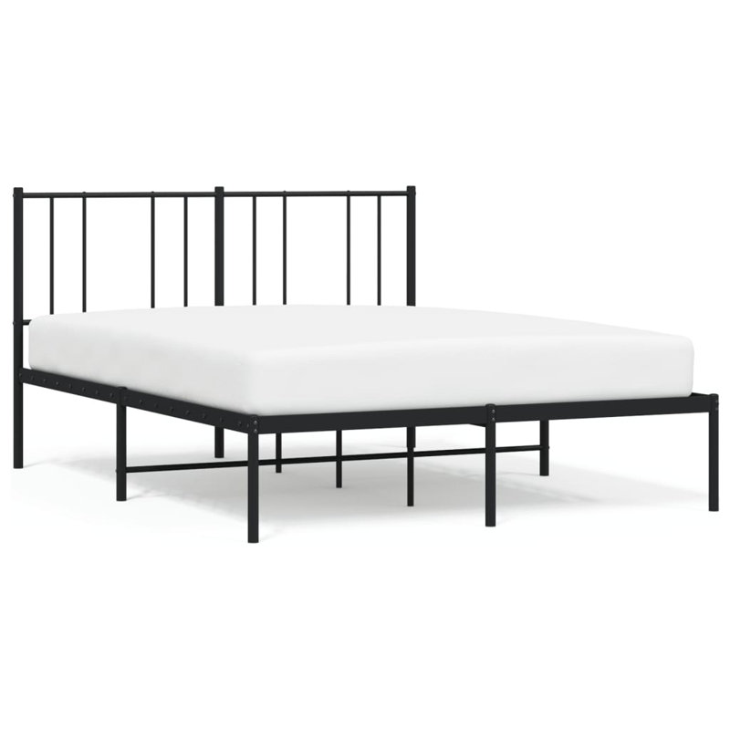 Structure de lit Camika avec tête de lit et lattes, sans matelas, assemblage facile, Simple TG, Noir