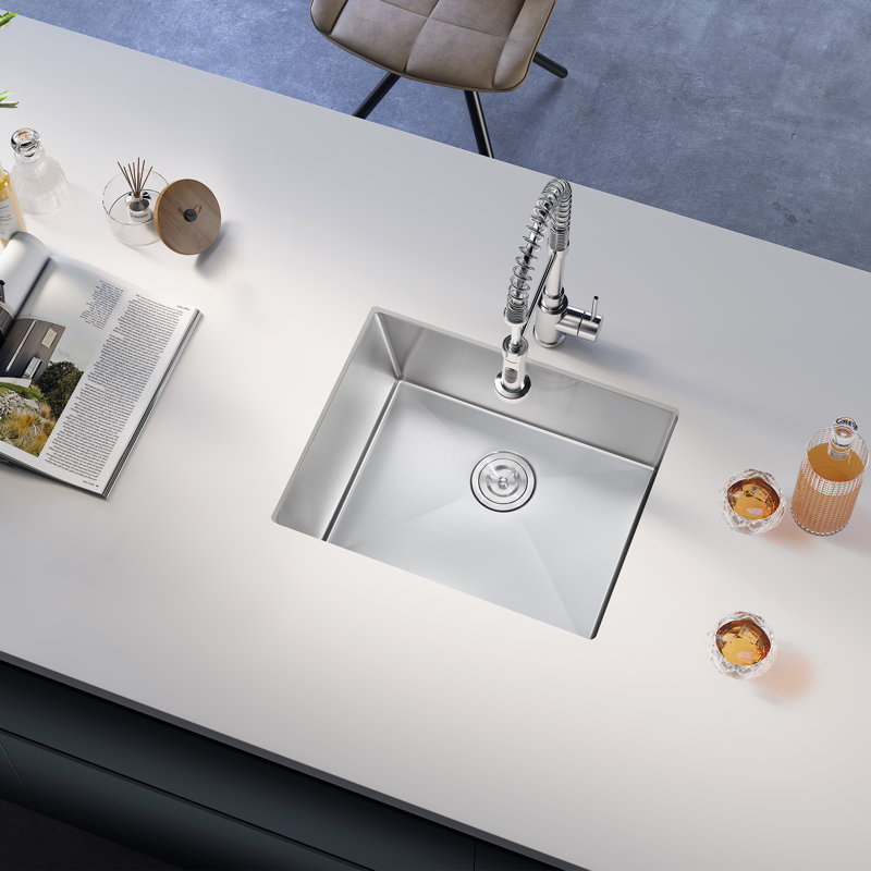 ATTOP 23'' L x 18'' W Undermount Kitchen Sink Single Bowl Scratch-Resistant Stainless Steel Sink