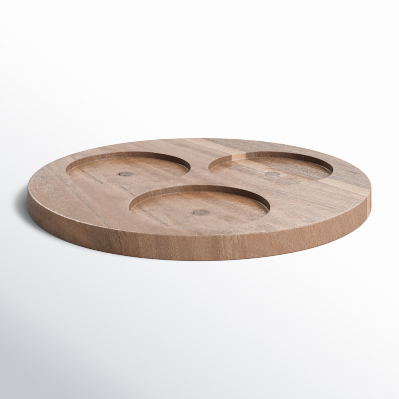 Round Wood Condiment Server