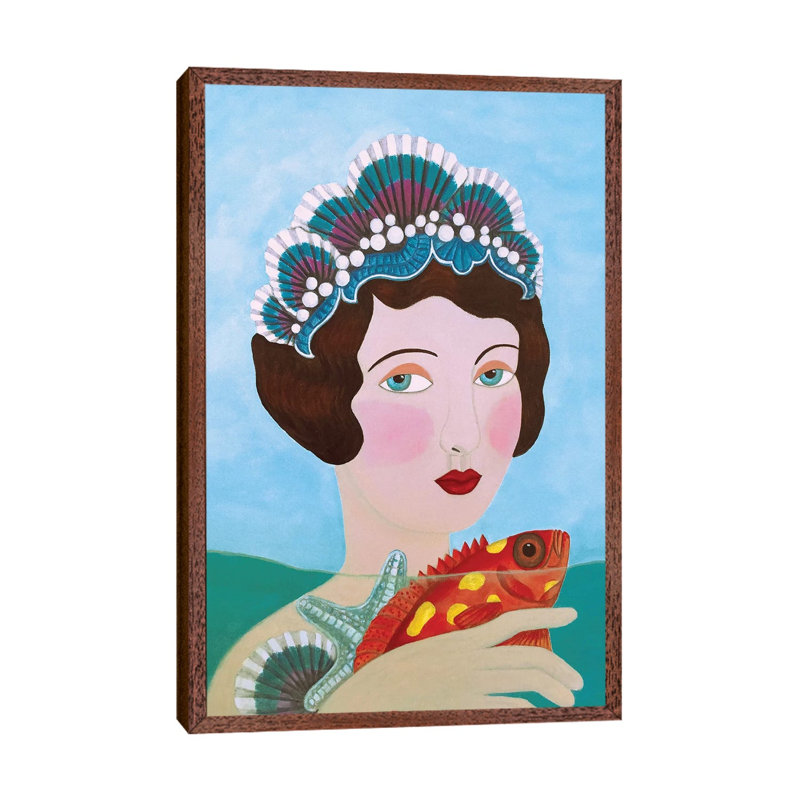 Woman And Seashells by Sally B - Gallery-Wrapped Canvas Giclée on Canvas, 66.04 cm H x 45.72 cm W, Classic Wood Framed