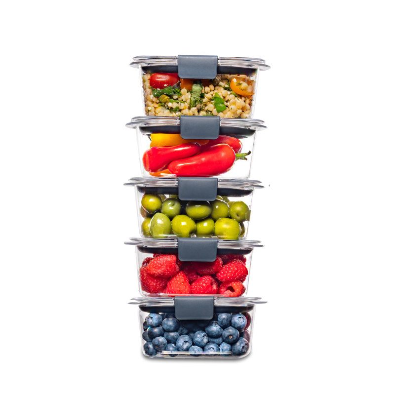 Contenant alimentaire en plastique Rubbermaid Brilliance, 1,3 tasse, paquet de 5