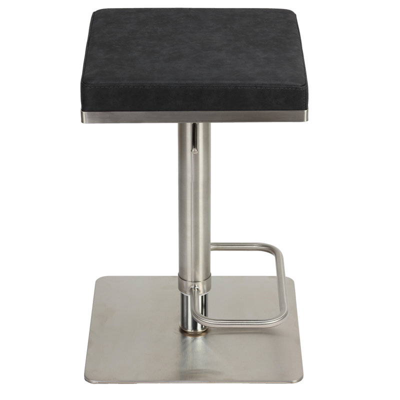 Tudor City Swivel Upholstered Adjustable Height Counter Stool with Metal Frame, Black