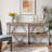 64x16.5x33.5" Three-Tiered Wooden Console Table with Cut-Out Patterns, Brown/White