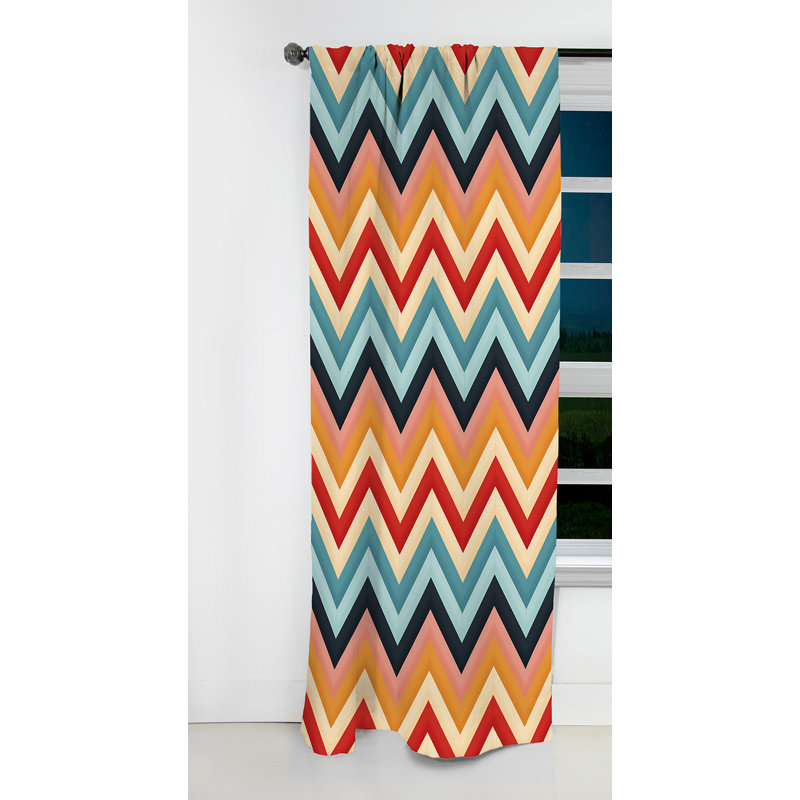 Rétro motif Mid-Century à chevrons II - Rideau à chevrons - Rideau occultant à chevrons - 1 panneau, L 52 po x L 120 po