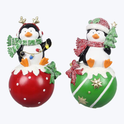 Resin Penguins On Ornament Tabletop-2 Pcs