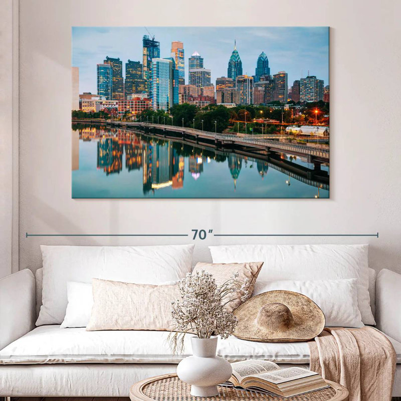 Silhouette de Sireci, Philadelphie et rivière Schuylkill, H 34 po x l 51 po
