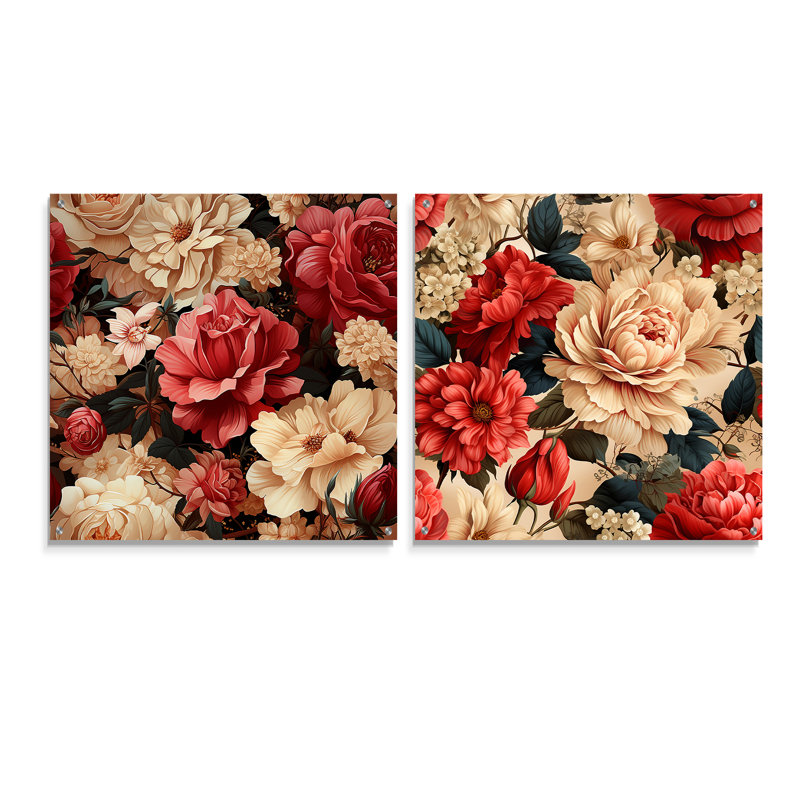 Cobbutown - Ensemble de 2 art mural en verre acrylique, H 16 po x l 33 po