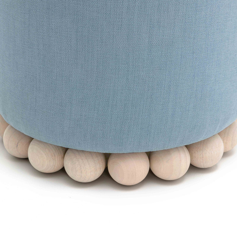 Bergenfield Upcycled Fabric Ottoman, Blue