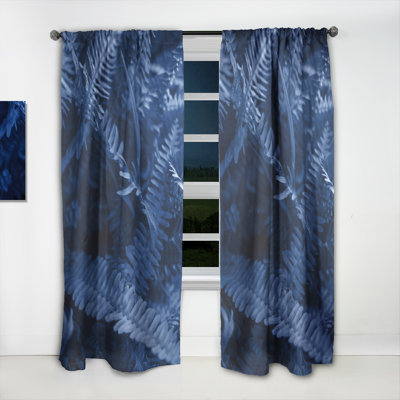 Fern Leaves Top View Minimalistic Tropical Floral Semi-Sheer Rod Pocket Single Curtain Panel -  Design Art, CTN39502-52-84