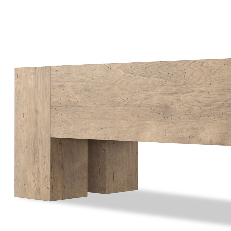 Abaso Dining Bench, Whitewash Rustic Wormwood Oak