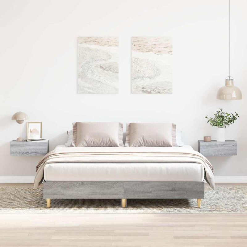 Bed Frame No Mattress Engineered Wood, Grey Sonoma, 153 x 203cm