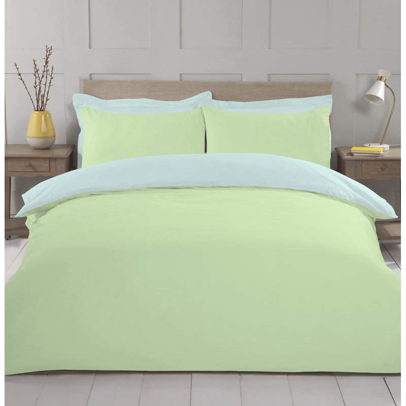 Night Comfort Lemon Turquoise Cotton Rich Duvet Cover Set with Pillowcase, Double - 2 Standard Pillowcases
