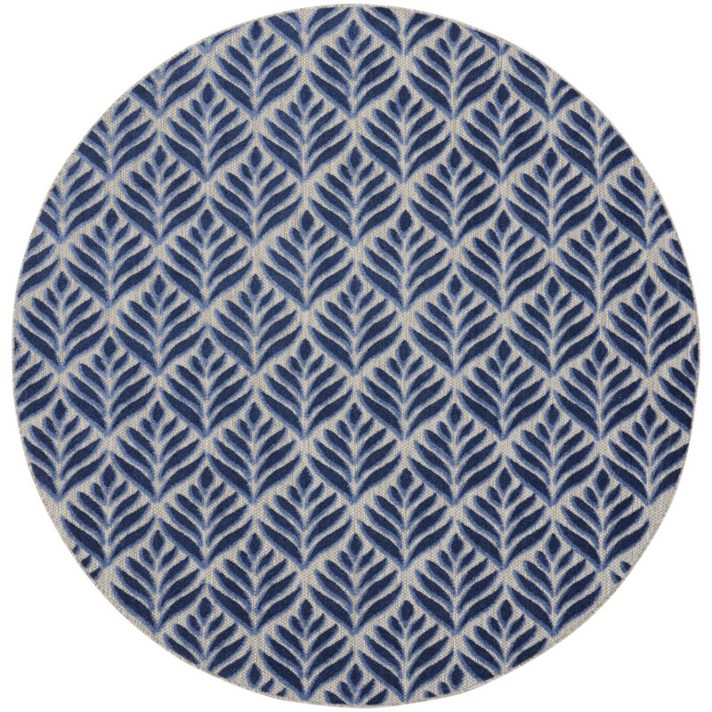 Tapis floral d'intérieur rond 8 pi bleu