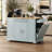 Fluted Kitchen Island with Trash Can Storage Cabinet, Power Outlet, Internal Storage Rack, Rolling Kitchen Islands on 5 Wheels with 3 Drawer, 3 Open Side Racks for 10 Gallon Garbage Bin-797836663