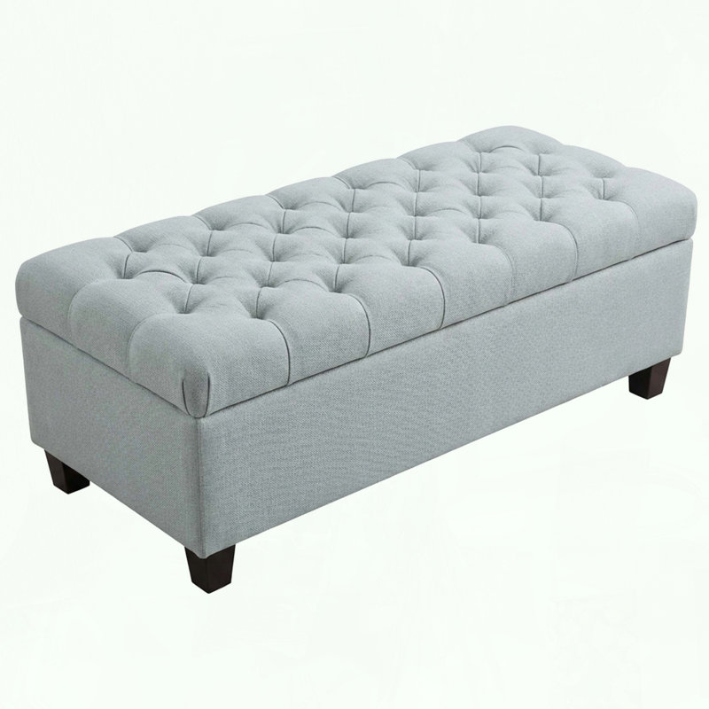 Banc repose-pieds rectangulaire avec charnière de sécurité, Bleu pastel
