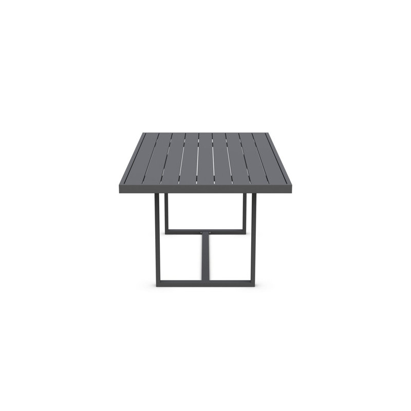 Pavia Power Coated Aluminum Dining Table, Matte Charcoal, 39.37" W x 70.87" L x 29.13" H