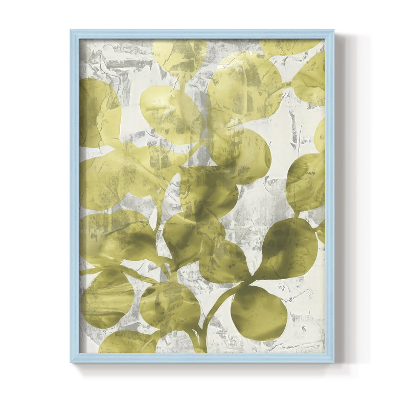 Green Leaf Shimmer II, reproduction encadrée - bois massif, 15" H x 12" W, Bleu