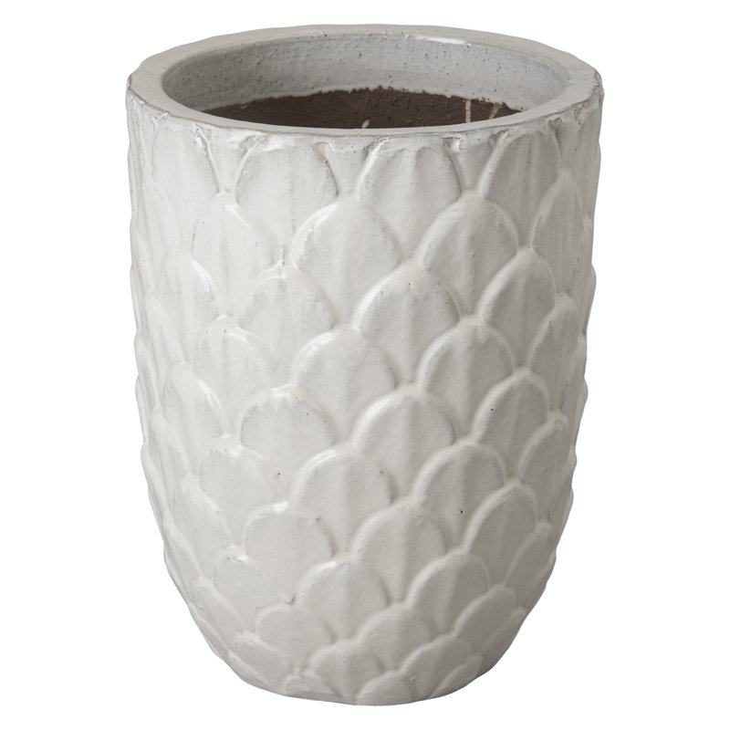Pot à fleurs en argile, H 19 po x l 12,5 po x P 12,5 po, Blanc antique