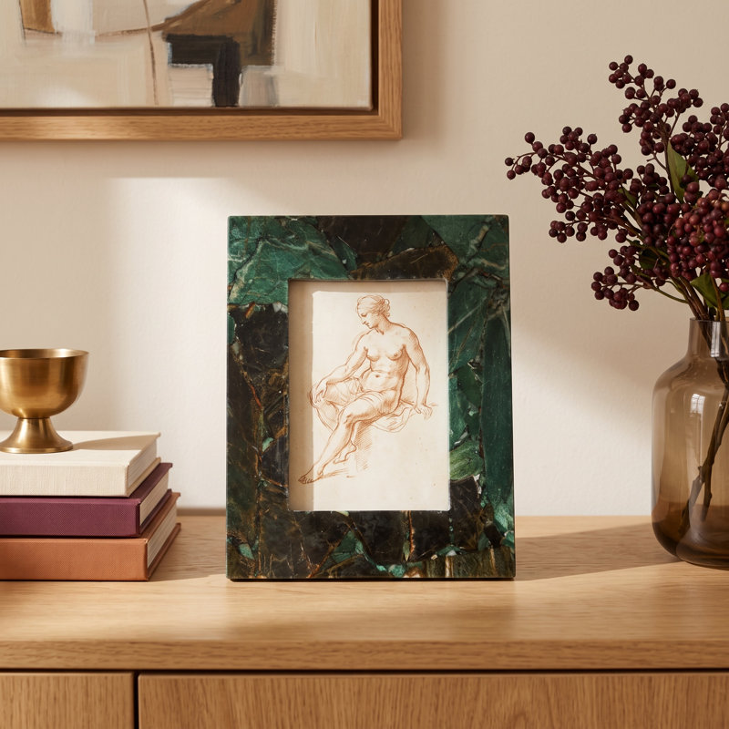 Minze Blaine Light Malachite Photo Frame, Green, 5" x 7"