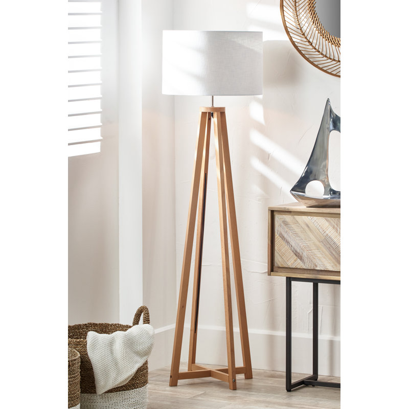 161cm Traditional Floor Lamp, Natural, White