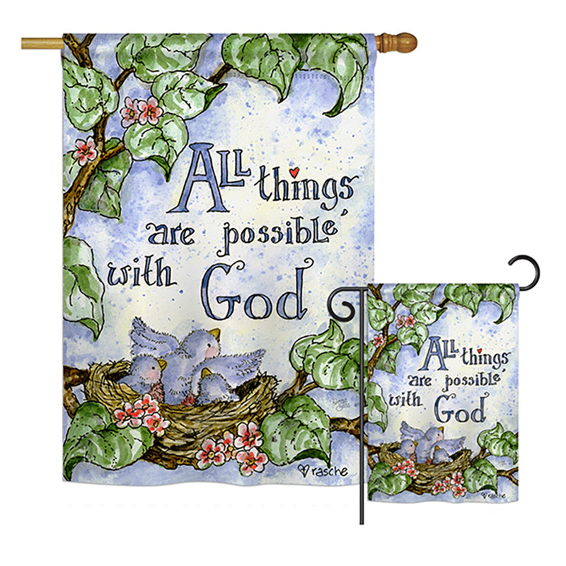 Ensemble de drapeaux en polyester 2 faces Maylin All Things Are possible with God