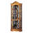 Wilshire Corner Curio Cabinet, Golden Oak Finish, Arched Bonnet, Mirrored Back, Crystal-Cut Glass Door
