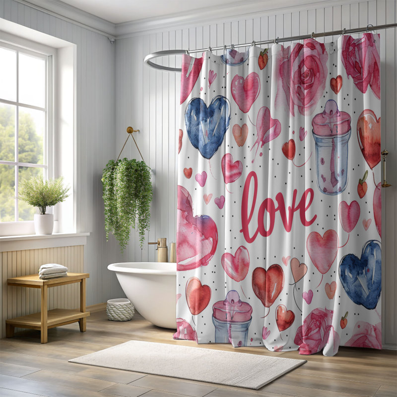 Love lettre Symbols - rideau de douche standard 1 pièce, H 74 po x l 71 po