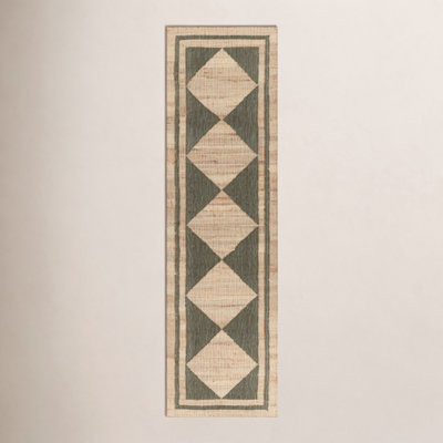 Orchard Green Hand-Woven Geometric Jute Rug