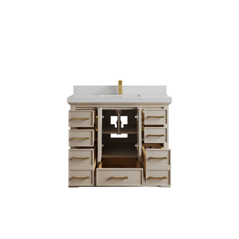 Meuble-lavabo simple 42 po avec plateau Charlotte, Quartz