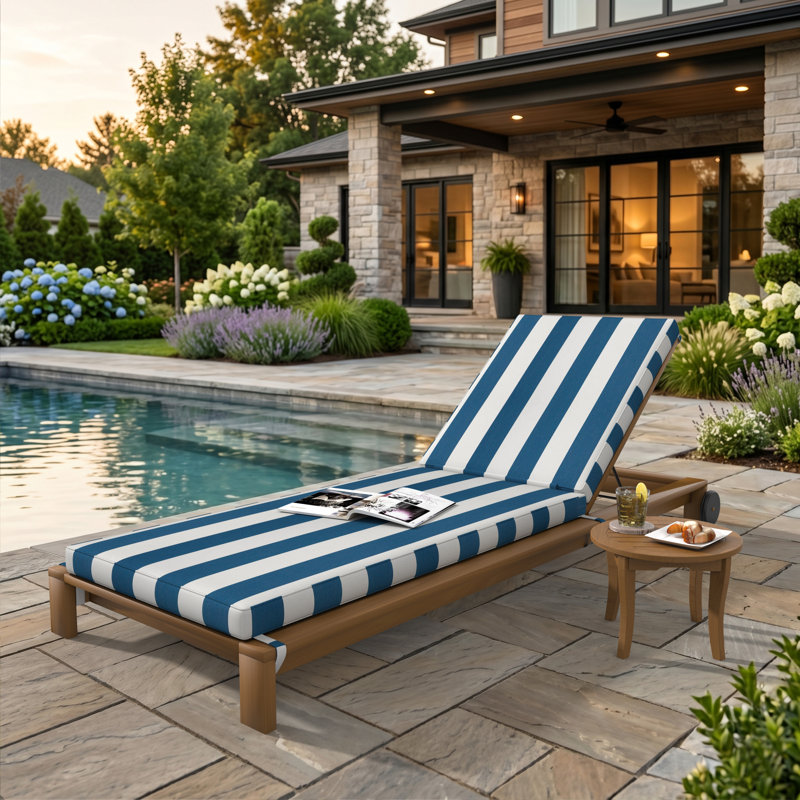 Sunbrella® Outdoor Chaise Cushion, 23" W x 75" D, Cabana Regatta