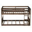Lit superposé simple au-dessus de simple avec tête de lit à panneau, structure en bois d'hévéa massif, échelle et garde-corps intégrés, lit pour enfant peu encombrant-1523187885