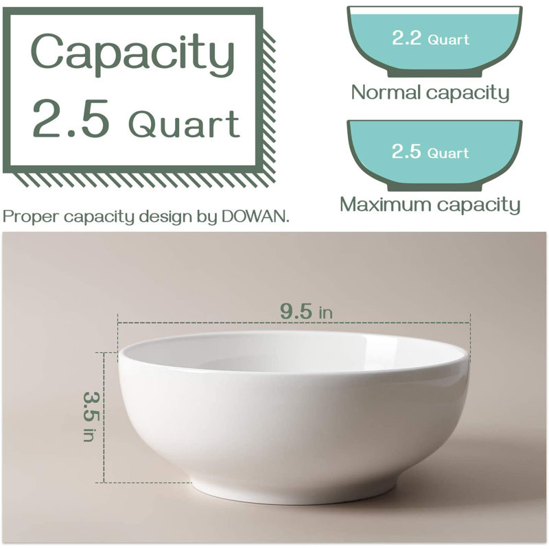 DOWAN Tashani Ceramic Serving Bowl, 3.5" H x 9.5" W x 9.5" D