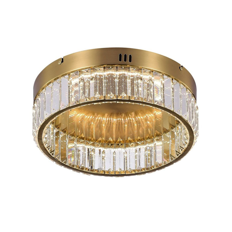 Crystal LED Flush Mount, Brushed Brass