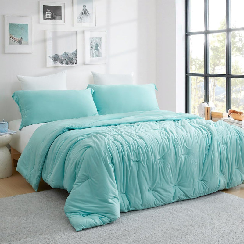 Coma Inducer Rayon Glacier Oversized Comforter Set, Twin Extra Long Comforter + 1 Standard Sham, Blue