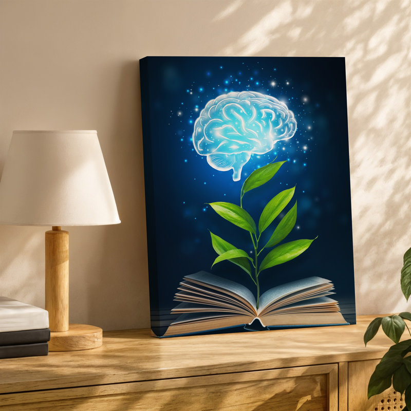 Toile, «A Brain Stylized Brain Emerges From the Center of a Wall», H 30 po x l 30 po