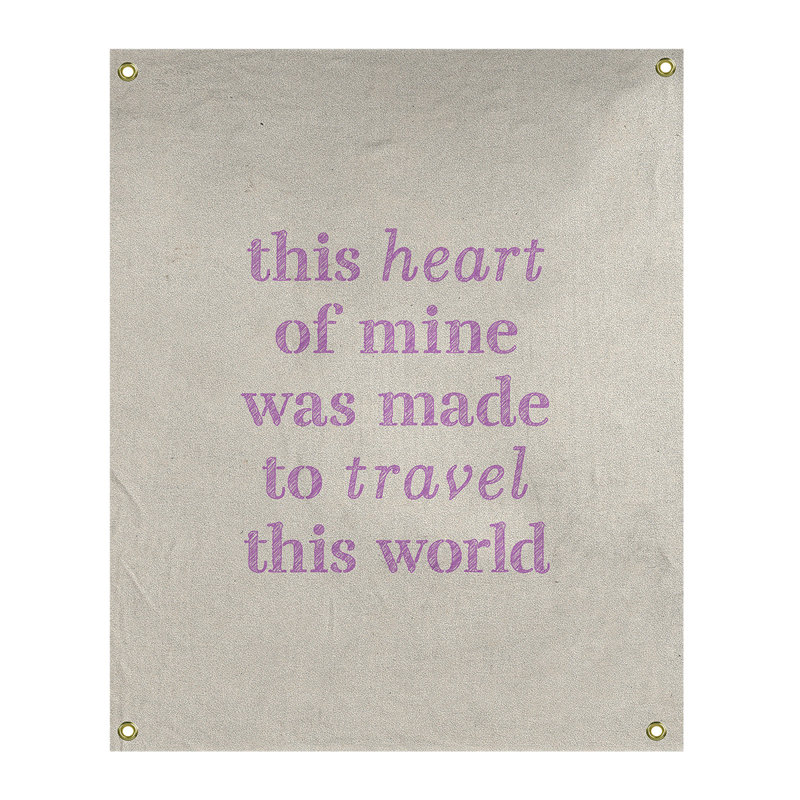 Tapisserie de polyester, voyage d’amour, H 80 po x l 59 po, Blanc / violet