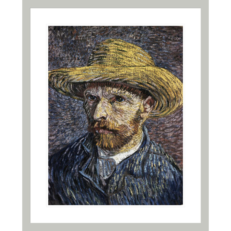 Autoportrait avec chapeau de paille par Vincent van Gogh, impression giclée sur cadre, 29,12 po H x 23,5 po L